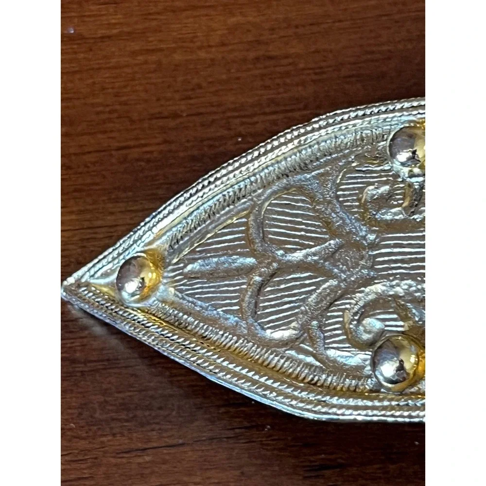 Vintage Accessocraft NYC Etruscan Revival Gold Tone Cabochon Belt Buckle‎ Set